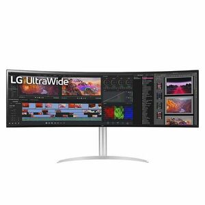 Monitor Curbat LED IPS LG UltraWide 49, Dual QHD (5120x1440), 32: 9, 144Hz, 5ms, AMD FreeSync™ Premium Pro, G-Sync Compatible, VESA DisplayHDR™ 400, 3800R, Boxe 10W x2, USB Type-C, HDMI, Display Port, Pivot, alb/gri imagine