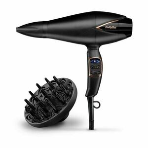 Uscator de par BaByliss D572DE, Ionic, Acoperire ceramica, 2200 W, Negru/Argintiu imagine