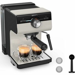 Espressor manual Krups Authentic C40 XP381B10, 15 bari, rezervor apa detasabil 2 L, duza spumare lapte, functie apa fierbinte, oprire automata, gri imagine