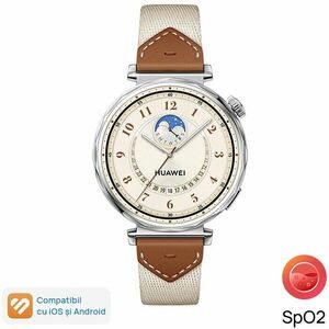 Smartwatch Huawei Watch GT 5, 41MM, Stainless Steel Case, Brown Woven Strap imagine