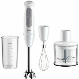 Mixer vertical Braun MQ50236M, 1000 W, 21 trepte viteza, Functie Turbo, Tocator 500 ml, Tel, Pahar gradat 600 ml, Alb/Gri imagine