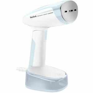 Aparat de calcat vertical TEFAL Access Steam Pocket DT3041E1, 1300W, talpa ceramica, alb-bleu imagine