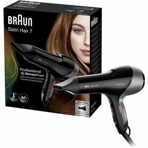 Uscator de par Braun Satin Hair HD780 Professional SensoDryer, cu senzor de caldura si duza profesionala, 2000W, Negru imagine