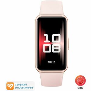 Bratara fitness Huawei Band 9, Charm Pink Body with Charm Pink Fluoroelastomer Strap imagine