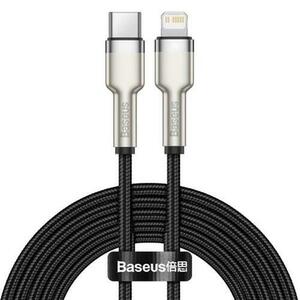 Cablu de date Baseus Cafule Metal CATLJK-A01, USB Type-C - Lightning, 20W, 1m, impletitura nylon (Negru) imagine