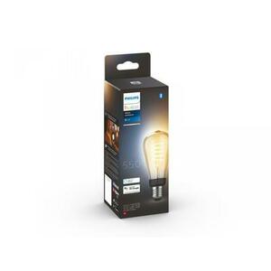 Bec LED inteligent vintage Philips Hue Filament Edison, Bluetooth, Zigbee, ST64, E27, 7W (40W), 550 lm, lumina alba (2200-4500K) imagine