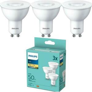 Pachet 3 becuri LED Philips, GU10, 4.7W (50W), 380 lm, lumina alba calda (2700K) imagine