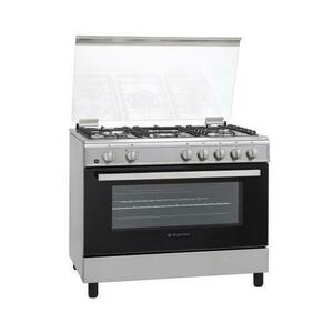 Aragaz Studio Casa Tivoli, 90x60 cm, 5 arzatoare gaz, grill electric, rotisor, gratare fonta, Inox imagine