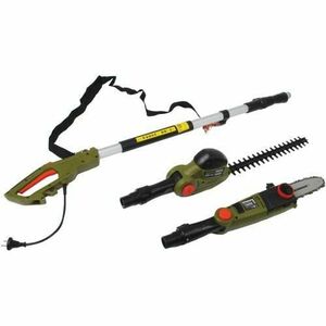 Unealta electrica multifunctionala 2 in 1 pentru gradina Heinner VMT001, drujba/motofierastrau 750 W, trimmer gard viu 550 W, maner telescopic 128 - 197 cm imagine