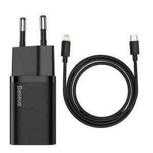 Incarcator Retea USB Baseus Super Si TZCCSUP-B02, 20W, 1 X USB Type-C, Cablu 1m (Negru) imagine