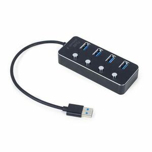 HUB USB Gembird UHB-U3P4P-01, 4 porturi USB 3.2 (Negru) imagine