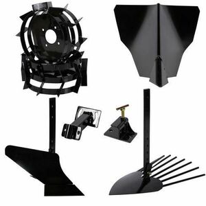 Set accesorii pentru motocultor Detoolz DZ-M129-S005-G01, Rarita/Plug/Adaptor/Plug cartofi/Roti metalice 3.5-6 imagine