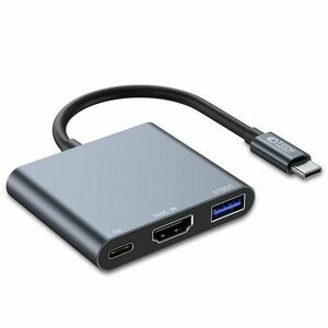 HUB USB Tech-Protect V1 aluminiu 3-in-1, USB Type-C - 1x USB 3.0, 1x USB Type-C, 1x HDMI (Gri) imagine