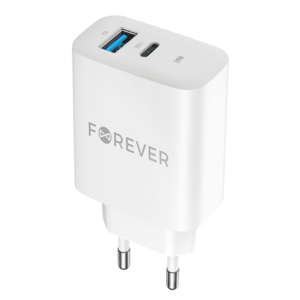 Incarcator Retea Forever TC-07-30AC, 30W, 3A, 1 x USB-A - 1 x USB-C, Alb imagine