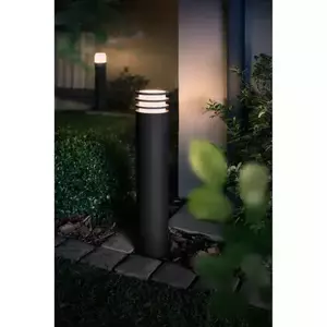 Stalp iluminat exterior Philips Hue Lucca, E27, 9.5W (60W), 806 lm, 84.8 cm, Aluminiu, Antracit, Bec alb Hue inclus imagine