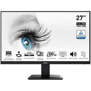 Monitor IPS LED MSI PRO 27inch MP273A IPS, Full HD, 100 Hz, VGA, Display Port, HDMI, 1 ms, Boxe, Eye Care (Negru) imagine