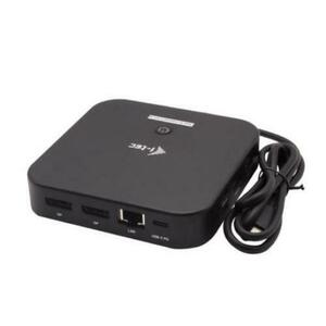 Docking station I-TEC, USB-C, HDMI, Lan, DP 100 W + incarcator universal 100 W (Negru) imagine