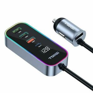 Incarcator Auto Toocki 4A+1C, 105W, 3A, 1 x USB-C - 4 x USB-A, Negru TCC4A 1C-XC0G imagine