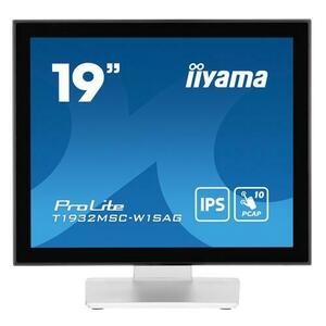 Monitor IPS LED Iiyama 19inch T1932MSC-W1SAG, 1280 x 1024, VGA, HDMI, DisplayPort, Boxe, Touchscreen (Alb) imagine