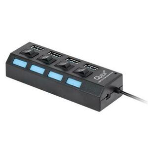 Hub USB Quer PRO KOM0940, 4 port USB 3.0 (Negru) imagine