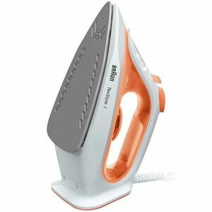 Fier de calcat Braun TexStyle 1 SI1009OR, 1900 W, abur variabil 25g/min, jet de abur 120g/min, rezervor 220 ml, talpa ceramica, sistem antipicurare (Alb/Portocaliu) imagine