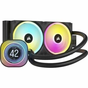 Cooler CPU Corsair iCUE Link H100i LCD, 2400 RPM, 2x 120mm, iluminare RGB, racire cu lichid (Negru) imagine