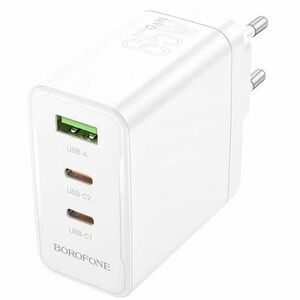 Incarcator Retea Borofone BN12, 65W, 5A, 1 x USB-A - 2 x USB-C, Alb imagine