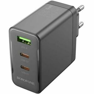 Incarcator Retea Borofone BN12, 65W, 5A, 1 x USB-A - 2 x USB-C, Negru imagine