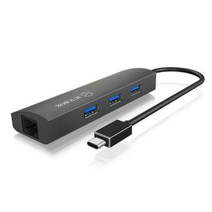 Hub RaidSonic, IcyBox, 3 porturi USB 3.0/Gigabit-LAN Hub imagine