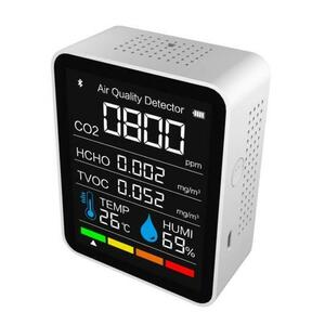 Monitor portabil masurare calitate aer 8 in 1, Invincio, detector CO2, TVOC compusi volatili, HCHO formaldehida, concentratie particole poluanti PM1.0, PM2.5, PM10, temperatura si umiditate, Alb imagine