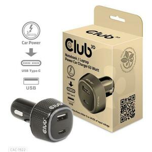 Incarcator auto CLUB3D CAC-1922, 63W, USB-A, USB Type-C (Negru) imagine