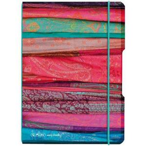 Caiet Herlitz MyBook Flex, A5, 40 file, patratele, coperta Scarfs, elastic turcoaz imagine