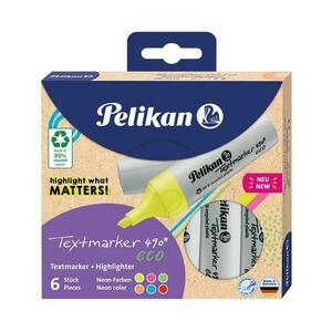 Textmarker Pelikan 490 ECO din materiale reciclate, 6 culori neon imagine