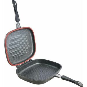 TIGAIE DUBLA DREPTUNGHIULARA TIP GRILL, ALUMINIU, 32x24x7.5 CM, EASY COOK GRAY, COOKING BY HEINNER imagine