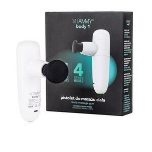 Aparat de masaj tip pistol Vitammy Body 1, portabil, 5 capete de masaj, 4 trepte de viteza, baterie litiu-ion, USB-C (Alb) imagine