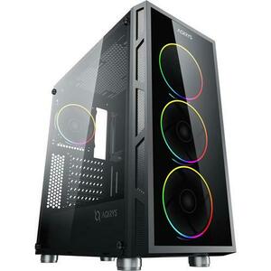 Carcasa AQIRYS Antares, Middle Tower, Tempered Glass, RGB (Negru) imagine