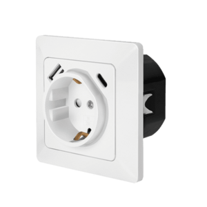 Priza LogiLink PA0253, pentru perete, 1 Priza, 1x USB-A 5 V/2.1 A (10.5 W), 1xUSB-C PD 18W, Alb imagine