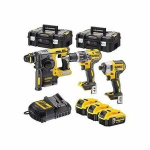 Set 3 scule electrice DeWALT DCK368P3T-QW, Masina gaurit si insurubat DeWALT DCD796, Masina insurubat cu impact DeWALT DCF887, Ciocan rotopercutor DeWALT DCH273 + 3x Acumulatori DC184 18V 2.0 Ah, Incarcator si 2x Cutii de transport TSTAK 2 imagine