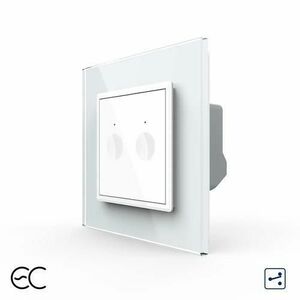 Intrerupator Dublu Cap Scara / Cruce cu Touch LIVOLO cu Rama din Sticla - Protocol Zigbee EC (Alb) imagine