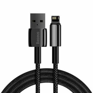 Cablu alimentare si date Baseus, Tungsten Gold, Fast Charging, USB la Lightning 2.4A braided 1m, Negru imagine