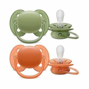 Set 2 suzete Ultra Soft Philips-AVENT SCF093/01, Ortodontice, fara BPA, 18 luni+ (Portocaliu/Verde) imagine