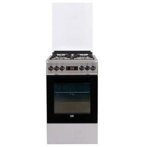 Aragaz Beko FSMT52320DXO, Gaz, 4 Arzatoare, Cuptor electric multifunctional, Aprindere electrica, Clasa A (Inox) imagine