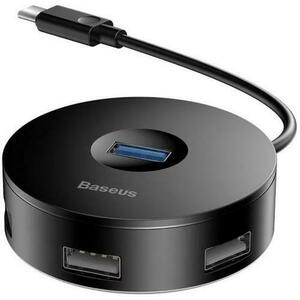 HUB Baseus Airjoy CAHUB-G01, Cablu USB Type-C, rotund, 10 cm (Negru) imagine