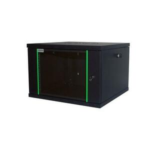 Rack 19'' 6U 600x450 DECKRO RAL9005 D-META-2, de perete, usa din sticla, panouri detasabile si securizate, dezasamblat, capacitate 100kg imagine