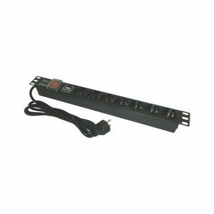 Bara alimentare aluminiu / PDU EMTEX PDU7PK, 7 prize schuko + switch, protectie la supratensiune, 16A, 3500W, 3x1.5, 2m, 19 inch imagine