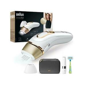 Epilator IPL Braun Silk-expert PRO 5 PL5146 Senzor automat & continuu Skin pro 2.0, 400.000 impulsuri, 10 niveluri de intensitate, 125 de impulsuri pe minut, Cap de precizie, Trusa de voiaj, Aparat de ras Venus (Alb) imagine