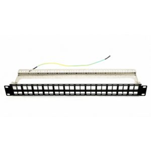 Patch panel 48 porturi, 1U, neechipat, ecranat, suport de cabluri integrat, black - EMTEX imagine