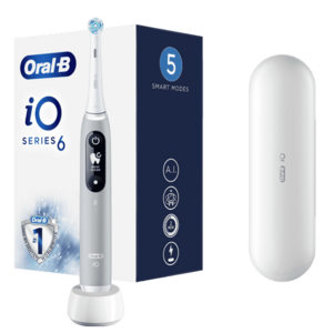 Periuta de dinti electrica Oral-B iO6 cu Tehnologie Magnetica si Micro-Vibratii, Inteligenta artificiala, Display led interactiv, Senzor de presiune Smart, Timer vizibil, 5 moduri, 1 capat, Trusa de calatorie, Gri imagine