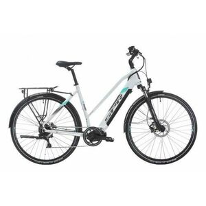 Bicicleta electrica Sprint E-Trekking Faster Plus Lady, roti 28inch, motor 250W, baterie 36V/450Wh, 12.5Ah, frane hidraulice pe disc (Alb/Turcoaz) imagine