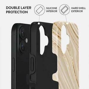 Husa Dual Layer Full Glam Burga pentru iPhone 16, Crem imagine